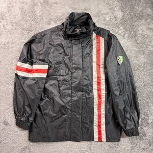 Corazzo M Mens Motorcycle Rain Jacket Windbreaker High Vis Stripe Black Nylon